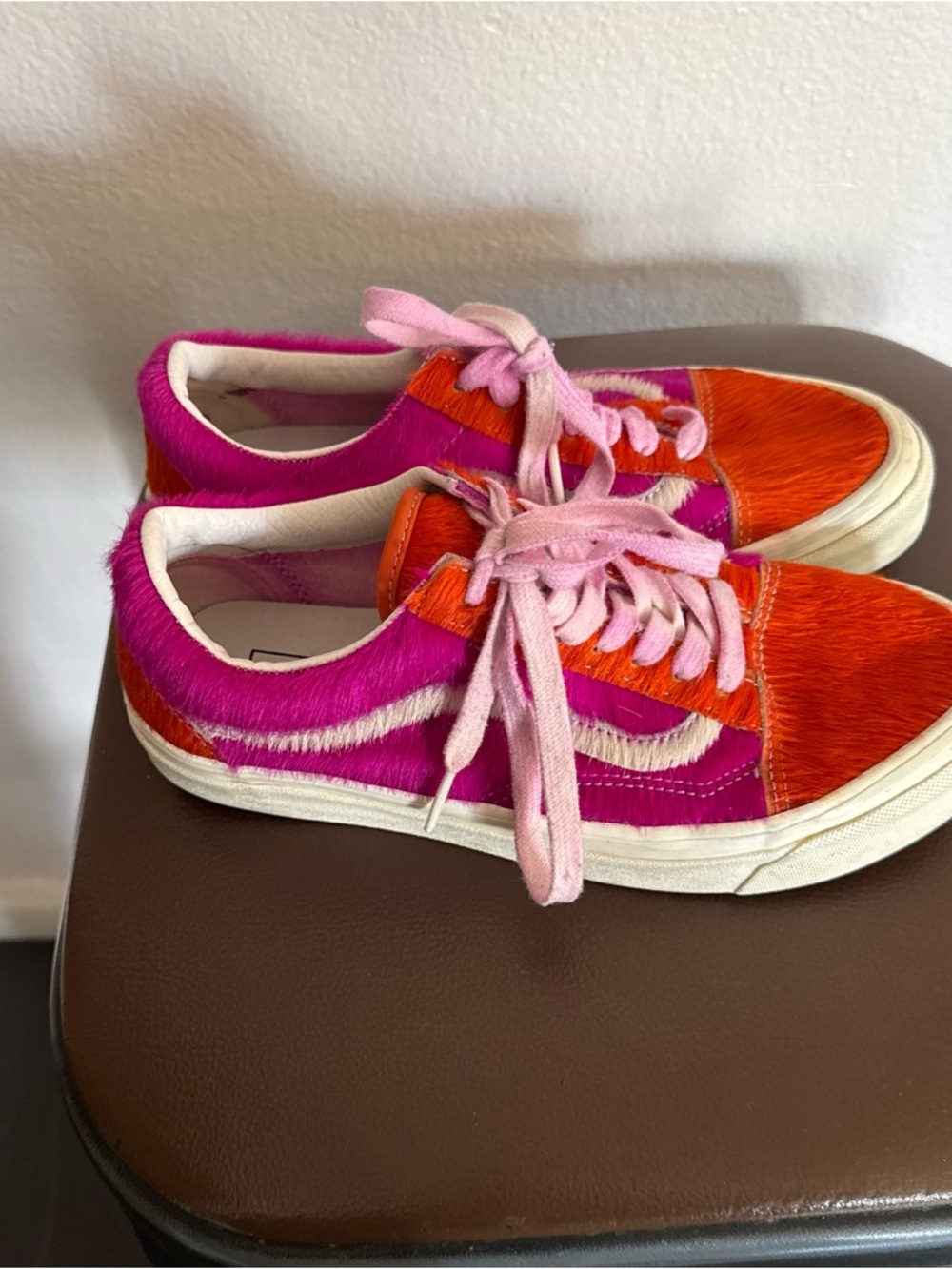 Vans Low-Top Sneakers in Purple and Orange with White Stripe  7.5 woman 6.0 men